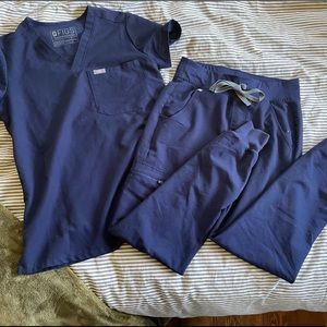 Figs navy blue xxs/xxs jogger set